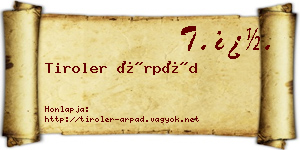 Tiroler Árpád névjegykártya